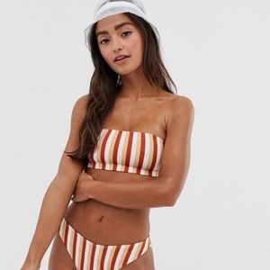 ASOS Rust Brown Stripe Cropped Bikini Top